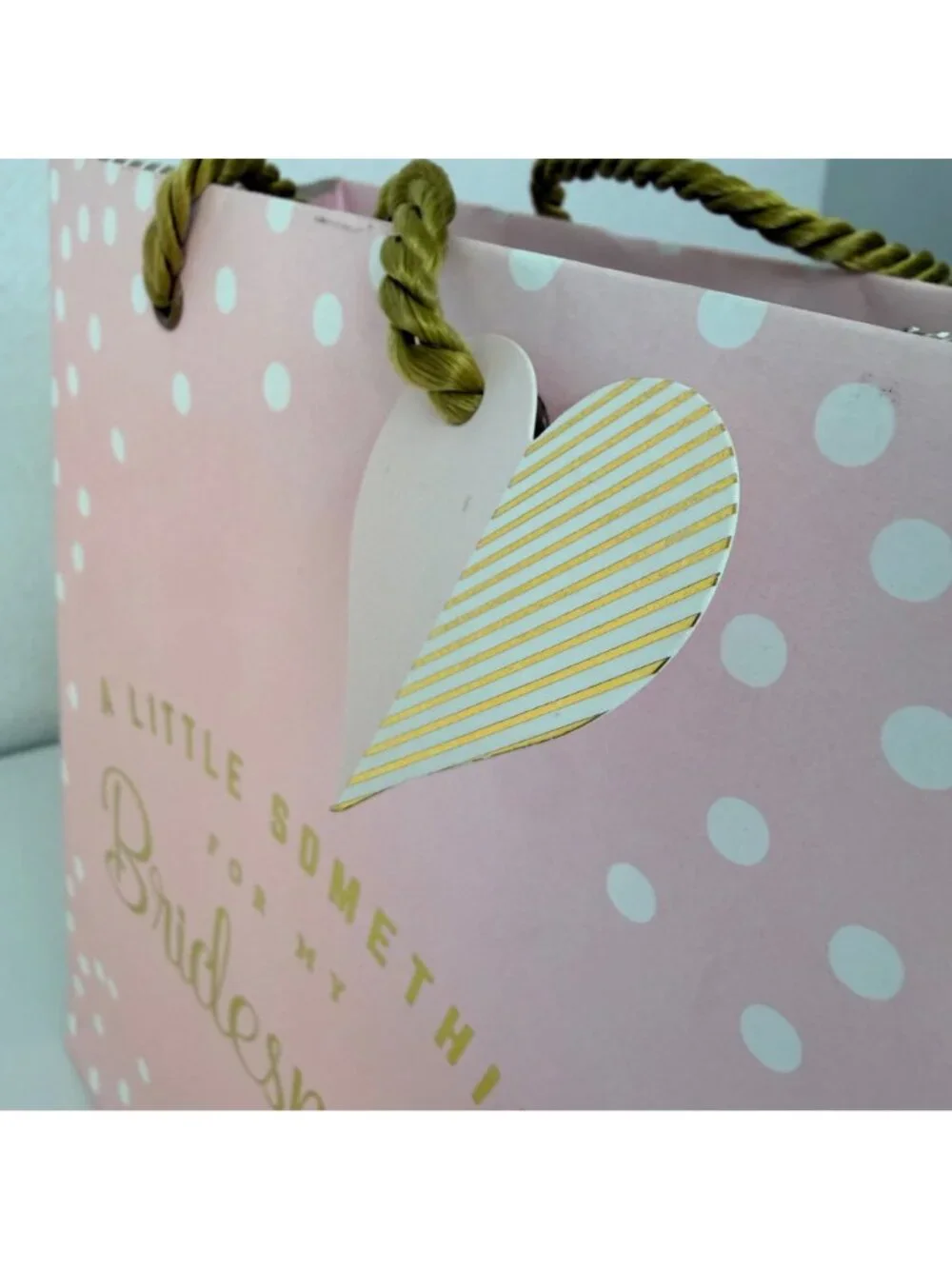 Bridesmaid Gift Bags Set of 6 Pink Polka Dot Bridal Shower Wedding Favor